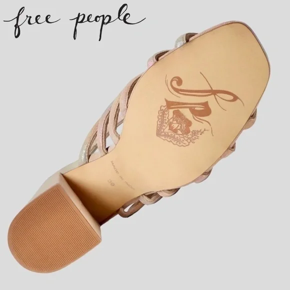 FREE PEOPLE Colette Cinched Ankle Block-Heel Strappy LEATHER Sandal/9.5M NWT - Picture 9 of 16